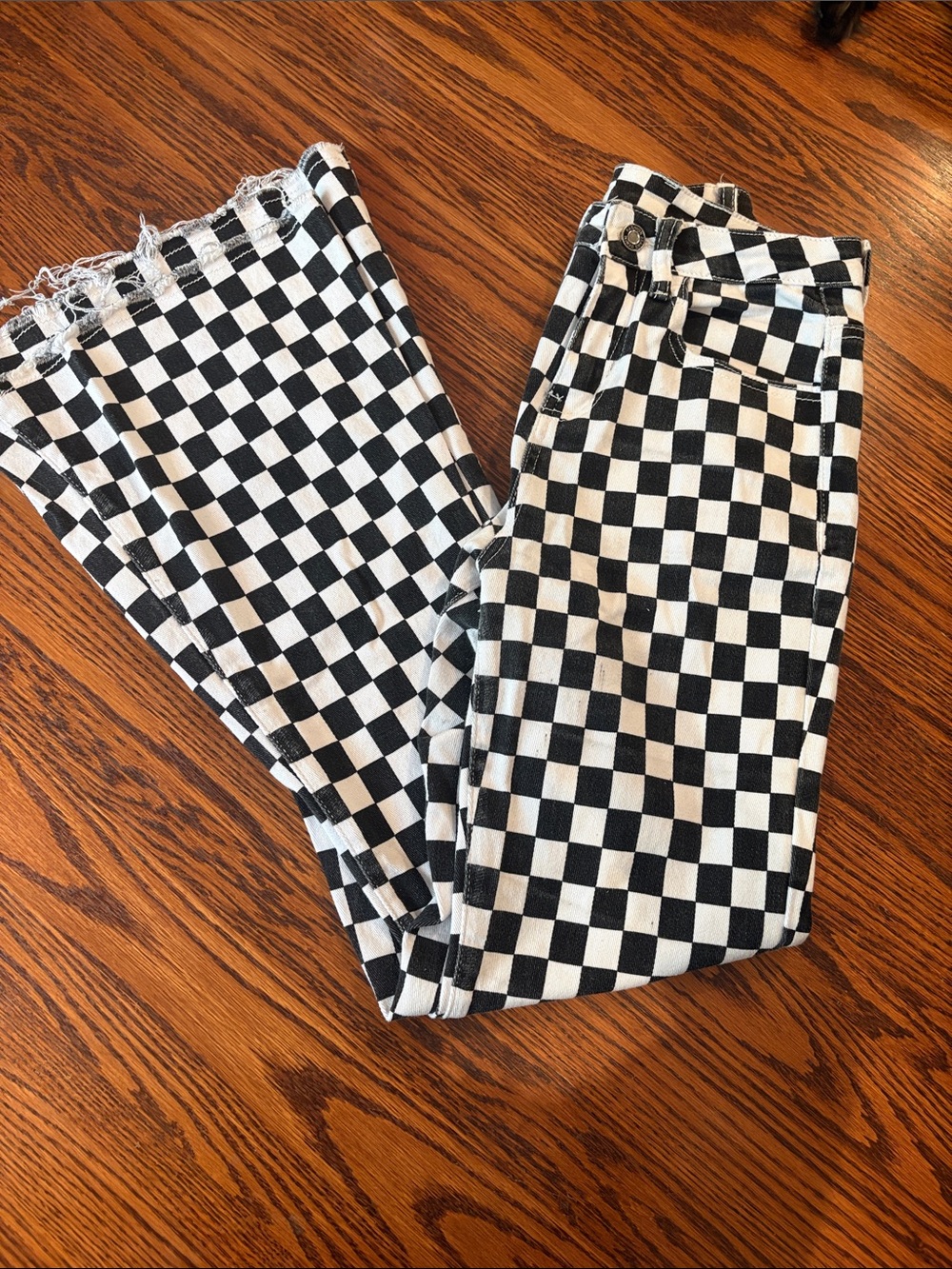 Black & White Checkerboard flare Jeans